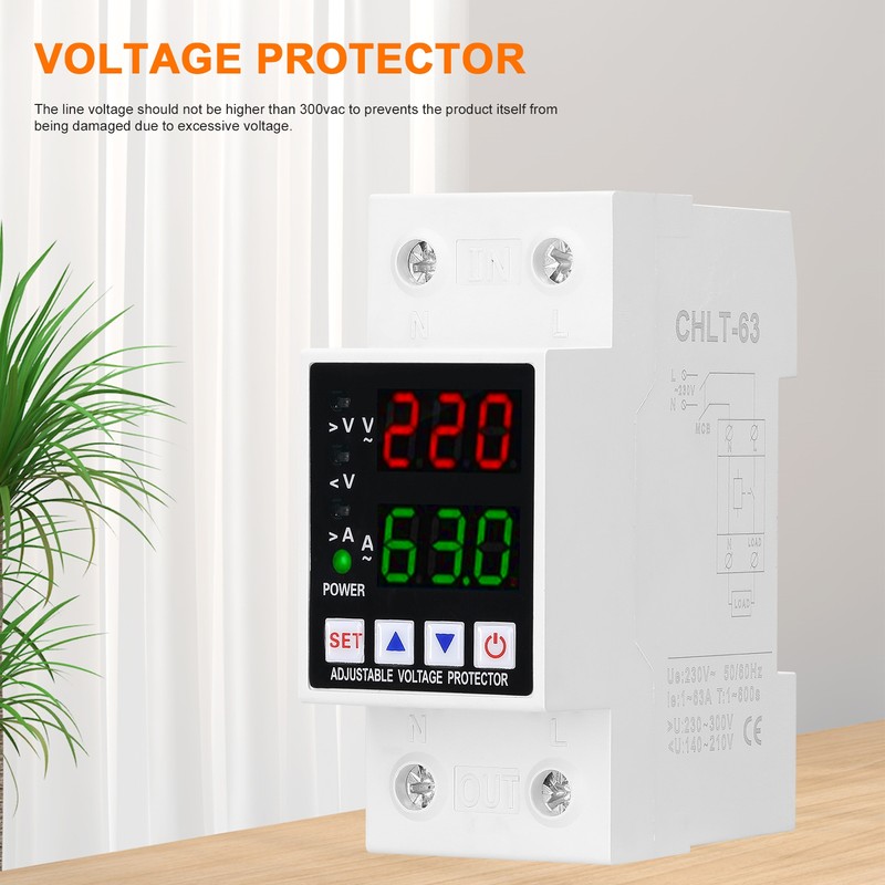 Dual Display Adjustable Voltage Protector Intelligent Over-voltage Under-voltage Over-current Protect