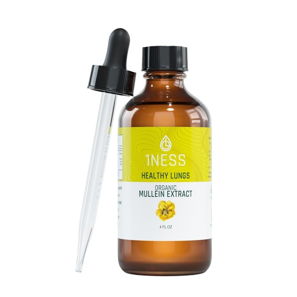 Organic, Natural Mullein Drops for Lungs Cleanse - USDA Organic