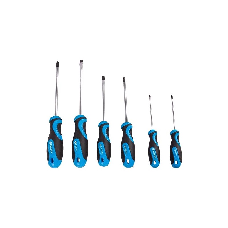 Pro User 6pc Blue Magnetic Chrome Vanadium Pozidriv Screwdriver Set