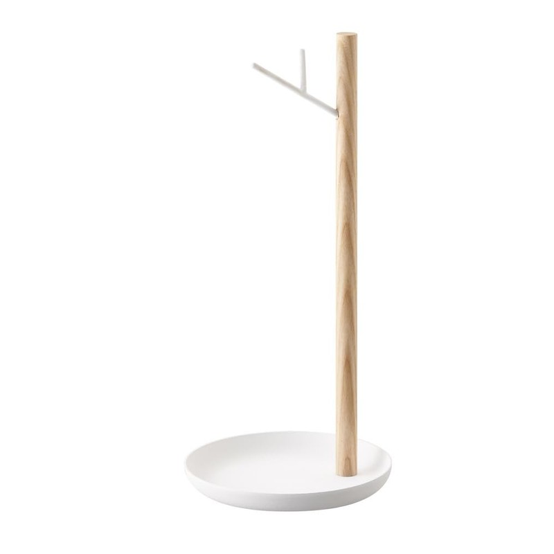 Yamazaki 2411 TOSCA Bananenständer, weiß, Stahl/Holz, Minimalistisches Design