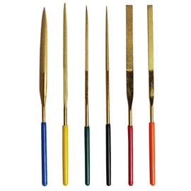 iHelp IDF-23 Precision Diamond File Set, 5.5 inches (140 mm), Set of 6, Titanium Coating, Equivalent to #600