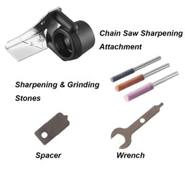 TopHomer Universal Chainsaw Field 6PCS Sharpening Kit - Includes Chain Saw Sharpener Attachment,3 Grinding Stones, Spacer,Wrench