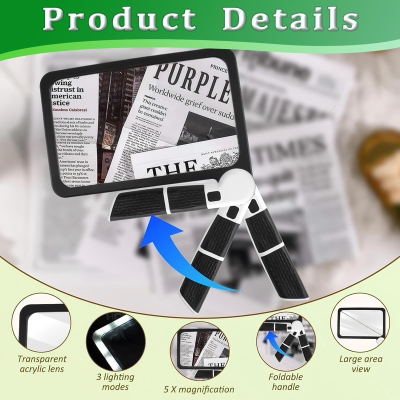 5X Magnifying Glass with Light, 48 LED Handheld Full Page