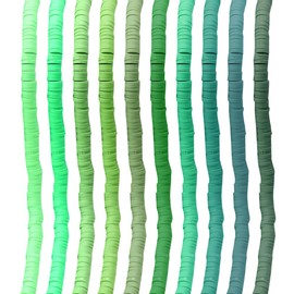 JIHUOO 3500pcs 6mm Polymer Clay Beads Flat Round Bracelet Beads Spacer Heishi Beads Vinyl Disc Beads Jewelry Making Beads for Earrings Necklaces Green