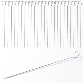 24 Pack Flat Stainless Skewers, HONSHEN 10 inch Barbecue Needle,BBQ Shish Kebab Kabob Grill Skewers (10 INCH Flat BBQ 24P)
