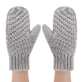 Women Chunky Cable Knit Mitten Thermal Fleece Lined Mittens Winter Full Finger Gloves Hand Warmer Cold Weather Gloves