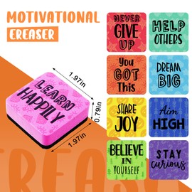 Dunzoom 54 Pack Mini Motivation Dry Erase Erasers Assorted Colors Inspiration Magnetic Whiteboard Erasers Small Dry Erase Board Erasers Bulk for Student Office Classroom Home School (Motivation Style)
