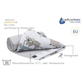 Medi Partners Crawling Blanket for Baby 100% Cotton Waffle 75 x 100 cm Thin without Filling Double-Sided Multifunctional Cuddly Blanket Soft Delicate