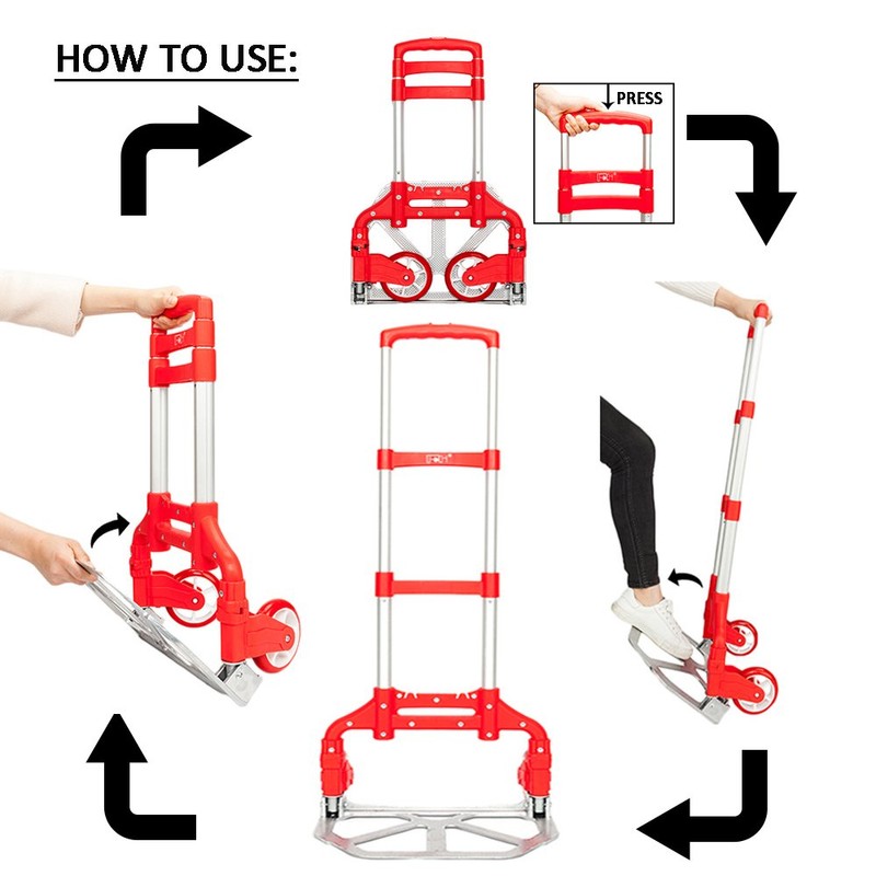 FCH Folding Hand Truck, Aluminum Portable Folding Hand Cart,165lbs Capacity
