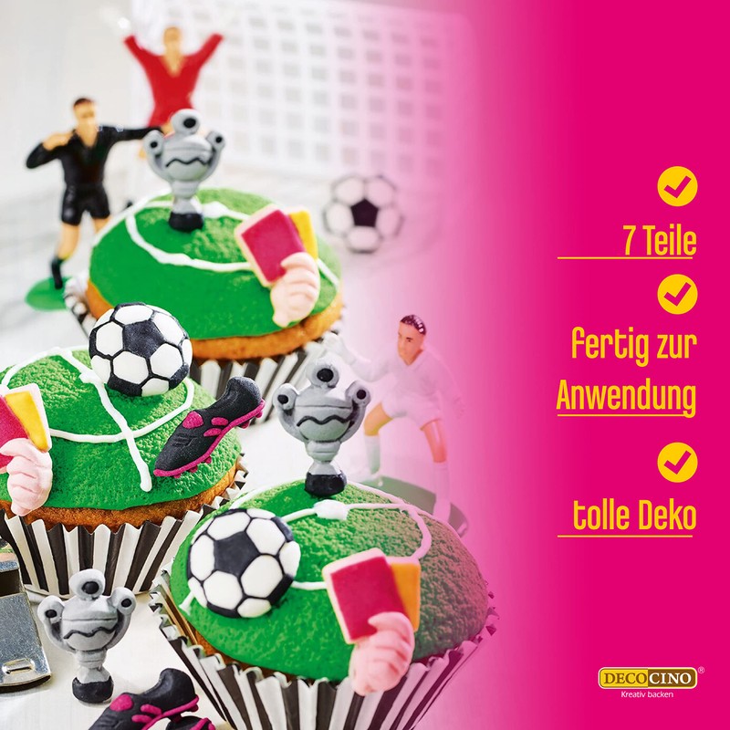 Decocino Tortendeko Decocino HOCHWERTIG 7-teiliges Fußball Deko-Set
