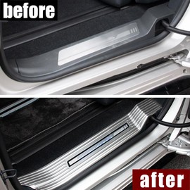 ERIDANUS Auto Accessories Fit for Toyota Sienna 2023 2022 2021 Inside Door Sill Scuff Plate Guard Cover Trim (Silver A) Stainless Steel 4 PCS