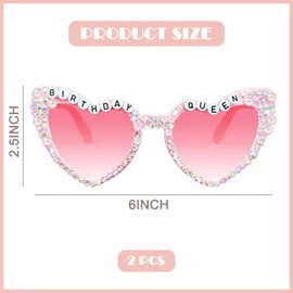 EOWVISN 2 Pieces Of Heart-Shaped Glasses, Wedding Sunglasses, Party Sunglasses, Clothing Accessories, Photo Props, Party Supplies