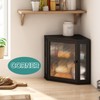 viewcare Corner Bread Box for Kitchen Counter, Bamboo Wood Black