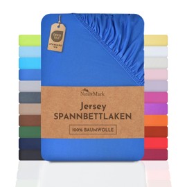 NatureMark Jersey Fitted Sheets, 100% Cotton, Many Sizes and Colours, Brand Quality, Oeko-Tex Standard 100, 140 x 200 and 160 x 200 cm, Royal Blue