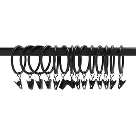 Ivilon Curtain Rings - Set of 14 Decorative Drapery Clip with Strong Clips 2" Diameter Color Black