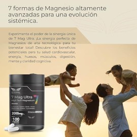 ETERNAL NUTRITION Seven Mag Ultra: Magnesio Complex 7 en 1 (100 Cápsulas) | Glicinato, Citrato, L-Treonato, Malato, Taurato y Orotato | 33 Porciones ·