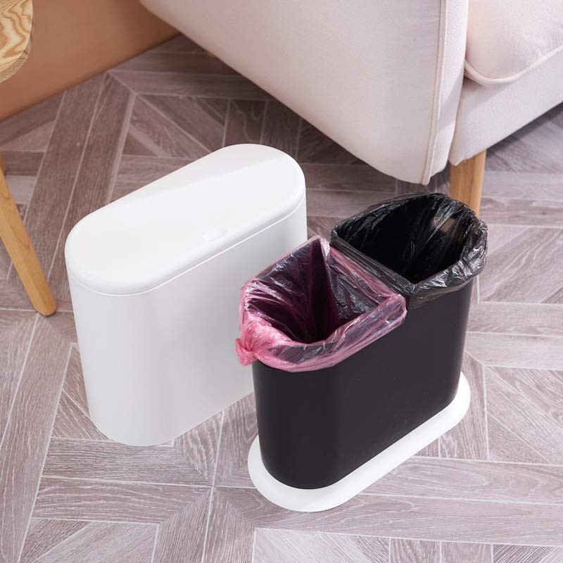 Sooyee 10 Liter Rectangular Plastic Trash Can Wastebasket with Press