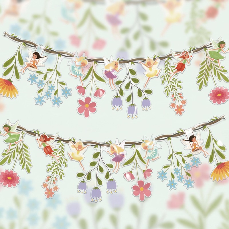 48Pcs Reusable Flower Fairy Banner Kit - Double-Sided PVC Garden