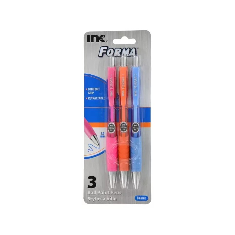 Inc. Forma Retractable Ball Point Pens 1.0 mm, Pack of