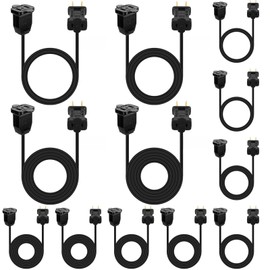 12 Pack 2 Prong Extension Cords, 3ft 6ft 9ft 12ft, Black