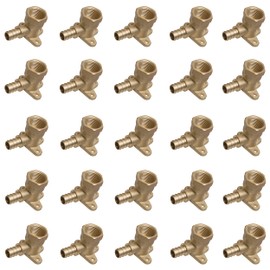 SharkBite 1/2 Inch Crimp x 1/2 Inch FNPT Crimp 90 Degree Drop Ear Elbow, Pack of 25, Brass Plumbing Fitting, PEX Pipe, PE-RT, UC334LF