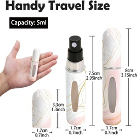 Refillable Perfume Atomizer Travel Bottles– Portable Leakproof Mini Sprayer for Cologne & Essential Oils, Plastic Empty Perfume Bottles with Unique Patterns,2 Pcs Pack of 5 ml (Grey and purple marble)