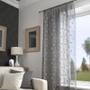 Harrogate Leaf Floral Grey Slot Top Voile Net Curtain Panel