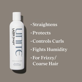 UNITE Hair - LAZER Straight Relaxing Fluid - Frizz-Control Fluid That Smooths, Softens, and Straightens Unruly Hair - Ideal for Humidity, Heat Protection, and Curls, 8 Fl Oz