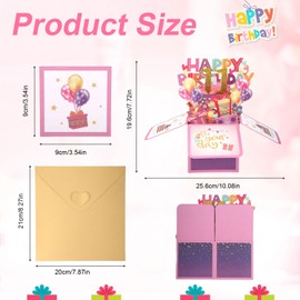 Happy Birthday Pop up Card, Multicolored 3D Boxed Birthday Cards with Envelopes & Greeting Card Best Gifts Creative Pop up Boxed Cards for Family Friends (11th)
