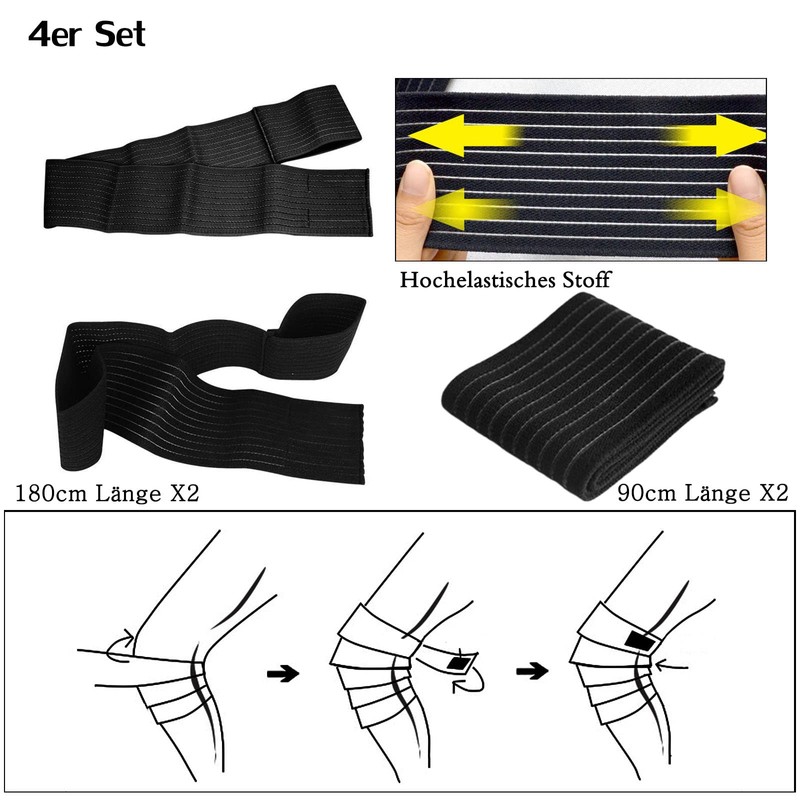 Pack of 4 Knee Support Sports Bandage Knee Brace Weight