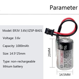 (10 Pack) JZSP-BA01 ER3V 3.6V 1000mah PLC Lithium Battery for Toshiba ER3V/3.6V with Plug