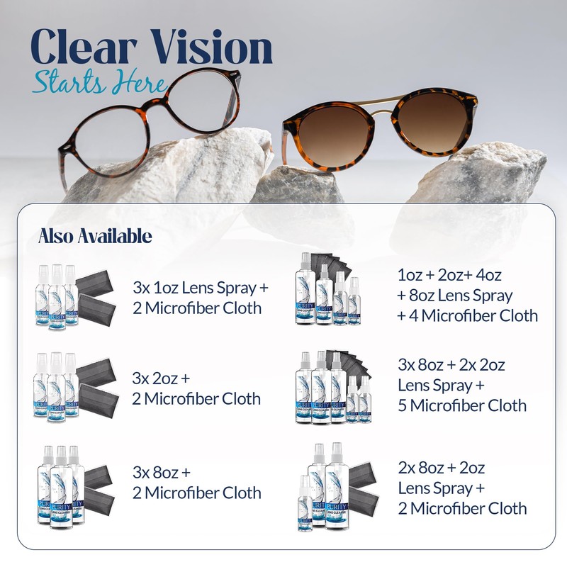 Purity Eyeglass Lens Cleaner Spray Kit - 3 x 8oz