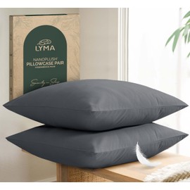 LYMA Bedding Pillowcase 80 x 80 cm, Set of 2, Oeko-Tex Certified, Breathable Double Brushed Nanoplus Fabric Pillow Protector, Premium Super Soft Cushion Covers (Dark Grey, 80 x 80 cm)