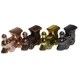 Regal Games - Mexican Train Domino Replacement Metal Marker Trains - for Mexican Train Domino Game - 14k Gold, White Gold, Antique Brass & Gunmetal Black - Set of 4 Metal Trains