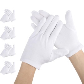 Segbeauty Cotton Gloves, 4 Pairs of Cotton Gloves, Neurodermatitis, White Gloves, Women, Reusable, Fabric Gloves, White Cotton for Dry Hands (M)