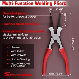SPEEDWOX 6PCS Welding Slag Removal Tool Sets MIG Welding Pliers Sets Scratch Wire Brush Welding Hammers Slag Removal Tool with Metal Sheet Thickness Gauges Welding Gloves Wire Gauge