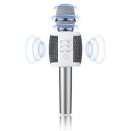Karaoke Microphone, High Performance, Bluetooth Wireless Microphone, Portable Speaker, Karaoke Device, Echo Adjustment, Duet Mode, Vocal Erasure, AUX Playback, Storage Case Included, Compatible with