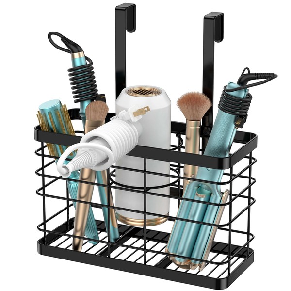 Vecallo Hair Tool Organizer - Blow Dryer Holder/Hair Dryer Holder Cabinet Door, Bathroom Organizer Hair Care & Styling Tools Storage Basket for Hair Dryer, Curling Irons, Hair Straighteners