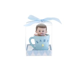 Mega Favors Keepsake Figurine 12 pcs Baby Boy with Pacifier Inside Blue Cup| Awesome Decorations or Party Favors | for Pregnancy Announcements, Gender Reveals, Birthday and Special Celebrations