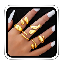 GRAEEN Gold Chunky Ring Set Adjustable Stackable Rings Stacking Thumb Ring Sets for Women(Style A)
