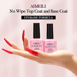 AIMEILI Esmalte De Uñas Soak Off UV LED Uñas De Gel - Base y Capa Superior Kit Set 10ml