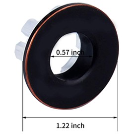 BWE Sink Basin Trim Overflow Cover Oil Rubbed Bronze Brass Insert in Hole Round Caps