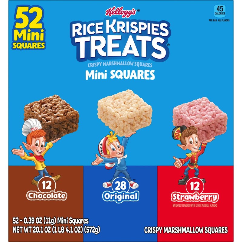 Chewy Mini Crispy Marshmallow Squares, Ready-to-Eat, 20.1 oz, 52 Count