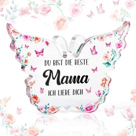WenmthG® Muttertagsgeschenk für Mama, Acryl Schmetterling Tischschmuck/Briefbeschwerer und Text Du bist die beste, Mama Geschenk, Geburtstagsgeschenk für Mama, Mutter Geschenk