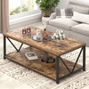 EXCEFUR Modern Coffee Table, Rustic Wood and Metal Living Room