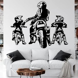 HONOKBNM Dad Boy Motocross Wall Decal Motorcycle Wall Decor Dirt Bike Wall Sticker Room Decor Decal Vinyl Wall Decor-Black-69x57cm