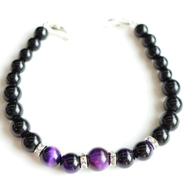 TOuWA Haori String, Men's, Adult, Natural Stone, Agate, Onyx, Tiger Eye, Power Stone, Crab Tube, Kimono Accessories, Dressing Accessories, Year-Round Gift, 2-Piece Set (Haori String Gift Box), purple