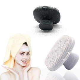 VWMYQ Facial Cleansing Brush Silicone Face Wash Brush Manual Waterproof Cleansing Skin Care Face Brushes for Cleansing and Exfoliating (black white)