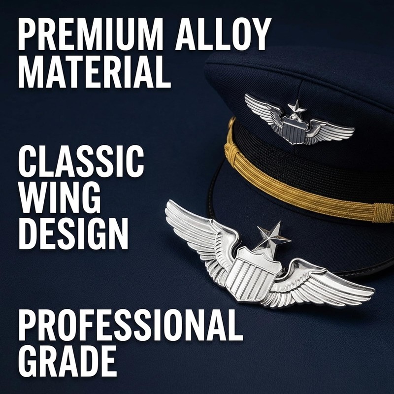 Pilot Pin,Pilot Wings Pin,Sliver Air Force Senior Pilot Wing Badge