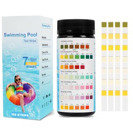 QYDMIN 7-in-1 Pool Test Strips for Spa, Pack of 100 Tester PH and Chlorine Water Hardness Test Strips PH Value Test Strips for pH Total Water Hardness Total Chlorine Free Chlorine Total Alkalinity